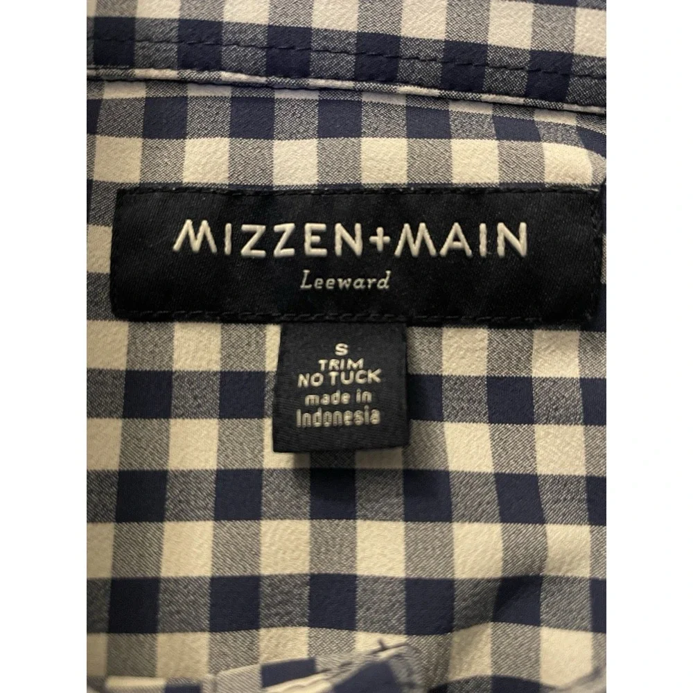 Mizzen & Main Leeward Long Sleeve Button Up Shirt Blue Check Logo Small JBHS
